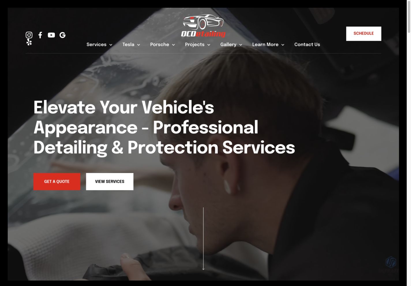OCDetailing desktop website layout