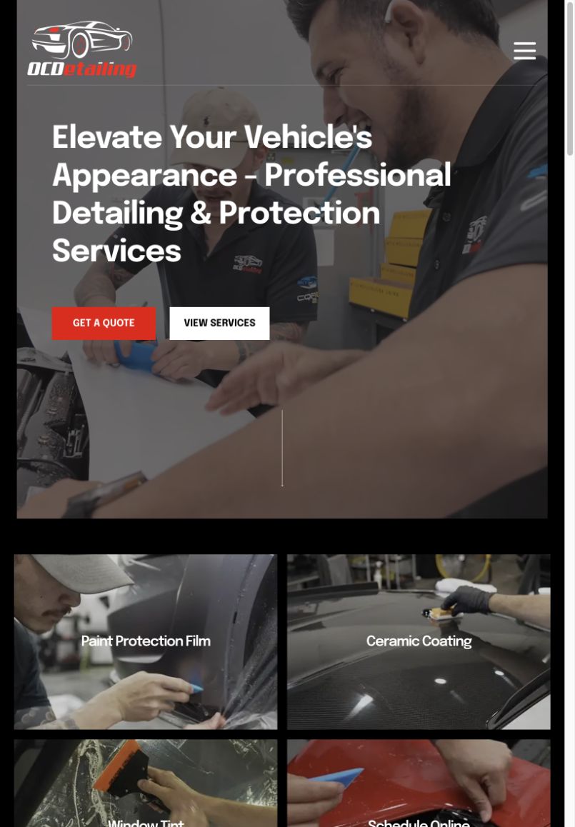 OCDetailing tablet website layout